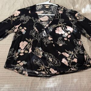 Mossimo Supply Co. Black and Pink Floral Blouse